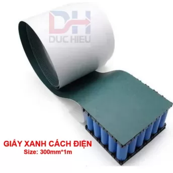Giấy xanh cách điện, cách nhiệt cho Pin. Bản 65 - 70 - 100 - 150 - 200 - 300mm sẵn keo dán